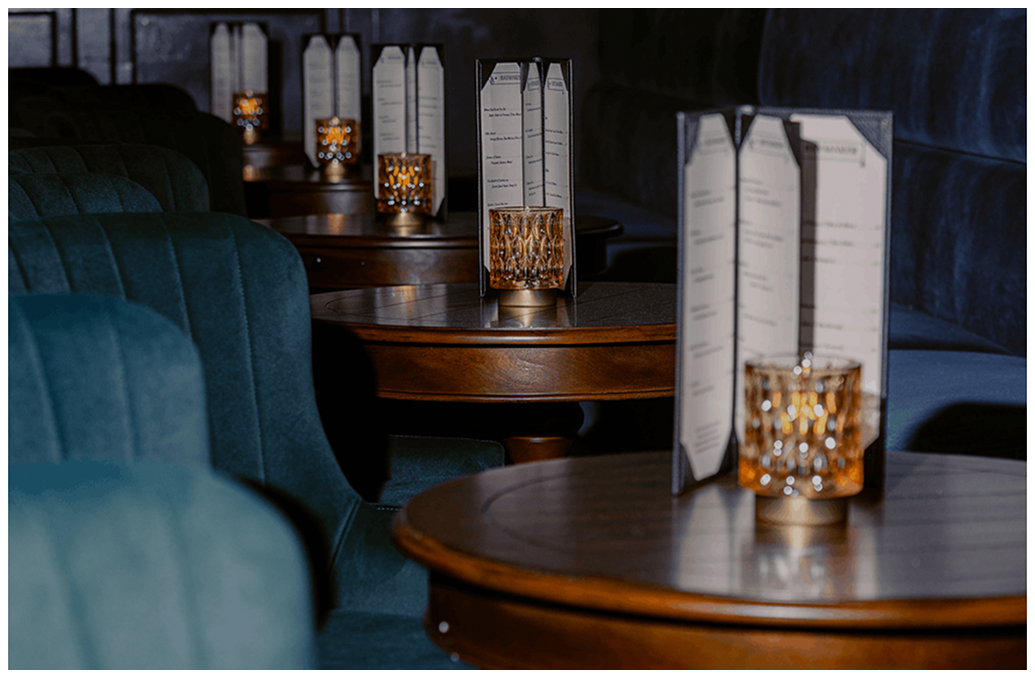 Candlelit lounge tables at The Haymaker